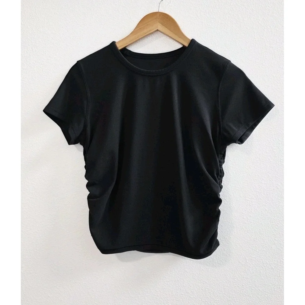 Lululemon All It Takes Nulu Short Sleeve Top Tee Stretch Women's Size 8 Black